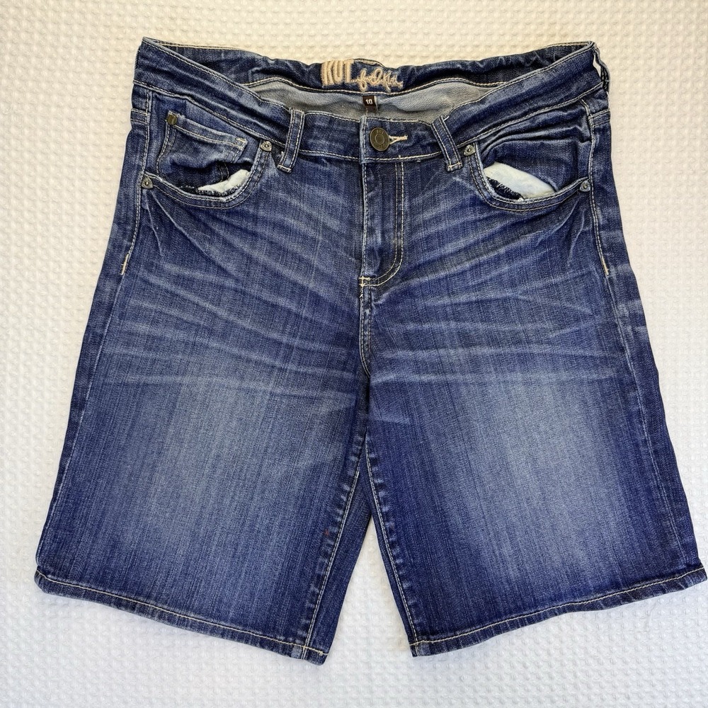 KUT from the Kloth Denim Jean Shorts Women 10 Blue Walking Casual Bermudas Pics!